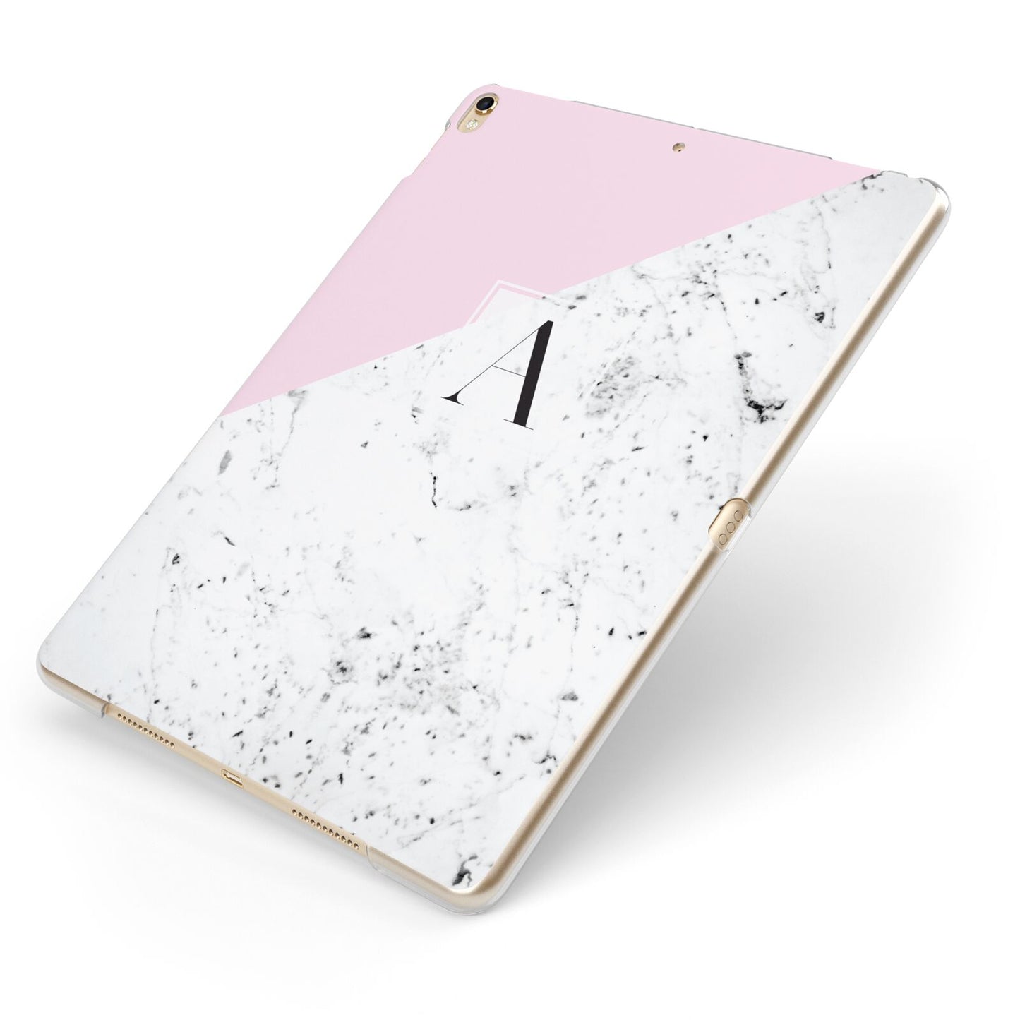 Personalised Monogram Initial Letter Marble Apple iPad Case on Gold iPad Side View