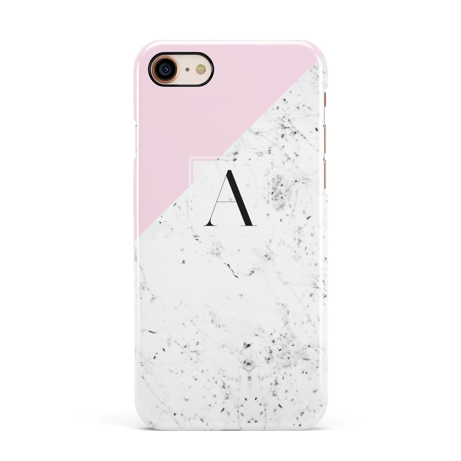 Personalised Monogram Initial Letter Marble Apple iPhone 7 8 3D Snap Case