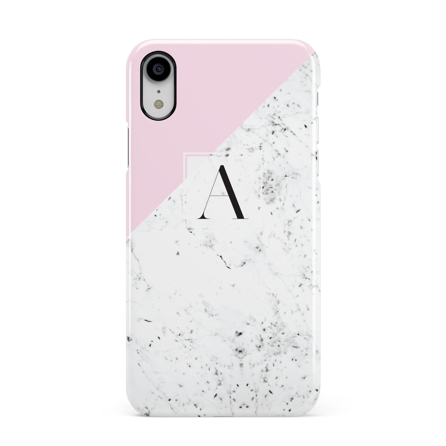 Personalised Monogram Initial Letter Marble Apple iPhone XR White 3D Snap Case