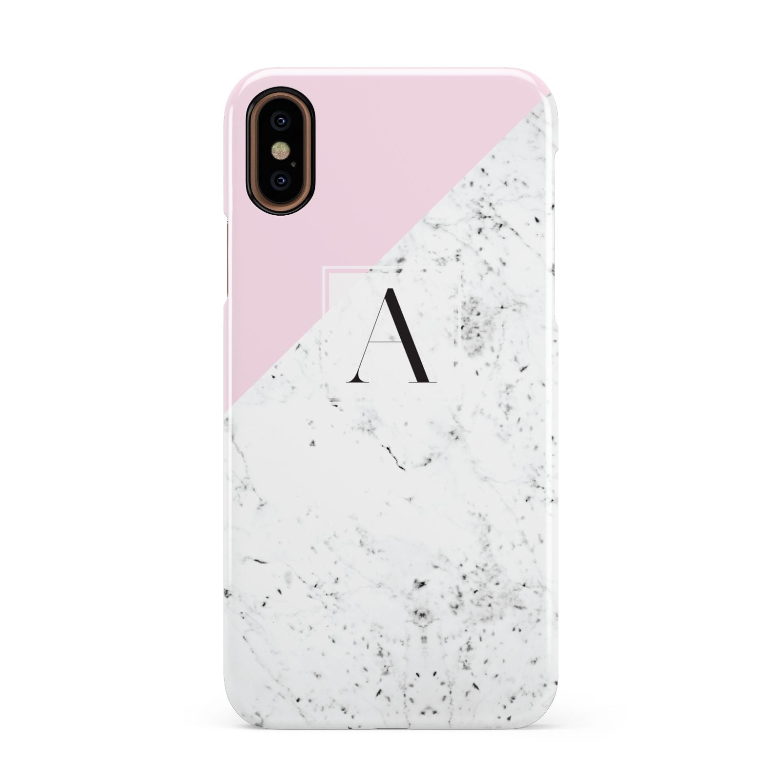 Personalised Monogram Initial Letter Marble Apple iPhone XS 3D Snap Case