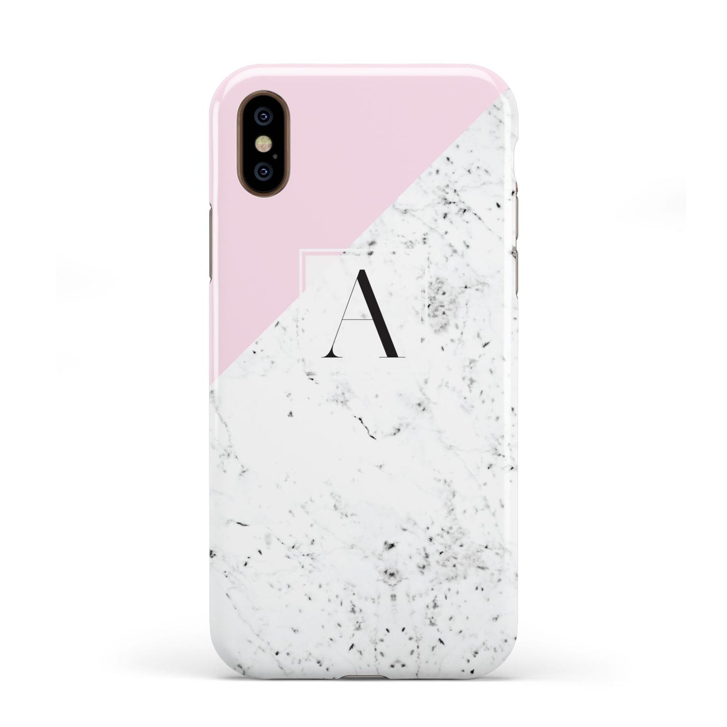 Personalised Monogram Initial Letter Marble Apple iPhone XS 3D Tough