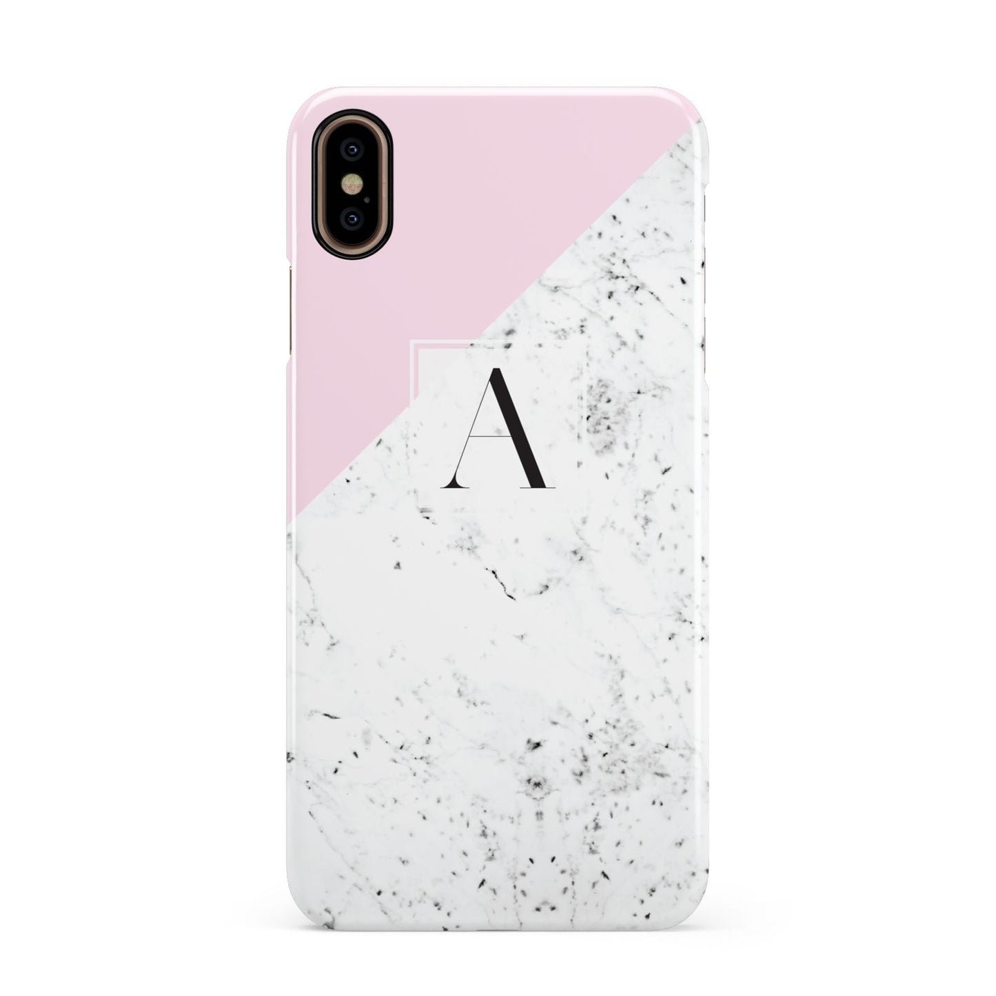 Personalised Monogram Initial Letter Marble Apple iPhone Xs Max 3D Snap Case