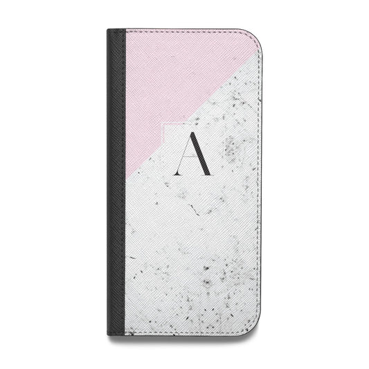 Personalised Monogram Initial Letter Marble Vegan Leather Flip iPhone Case