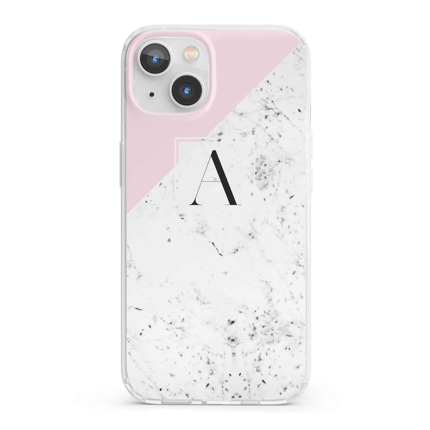 Personalised Monogram Initial Letter Marble iPhone 13 Clear Bumper Case