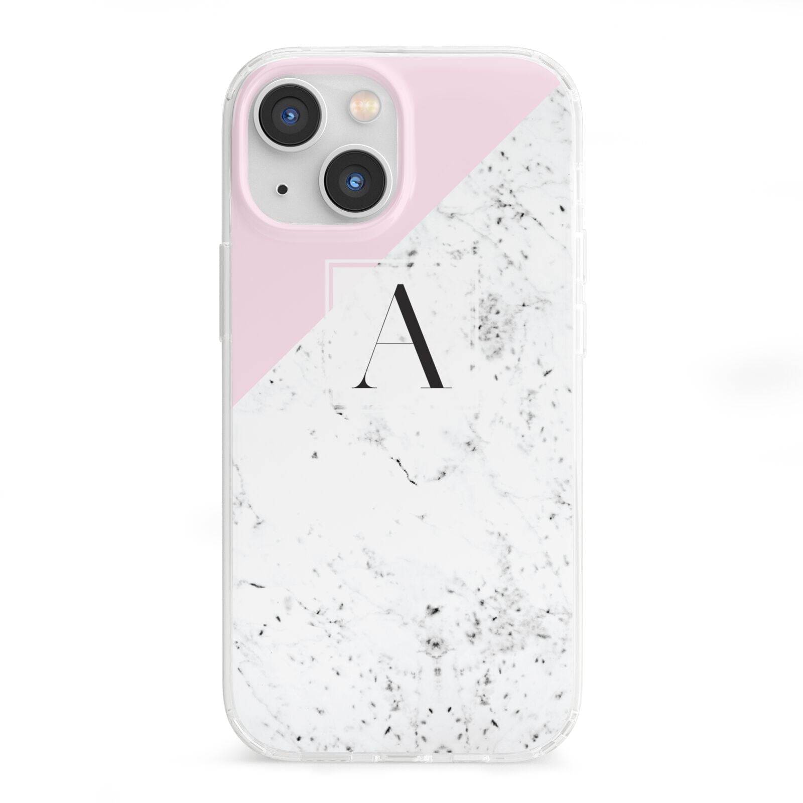 Personalised Monogram Initial Letter Marble iPhone 13 Mini Clear Bumper Case