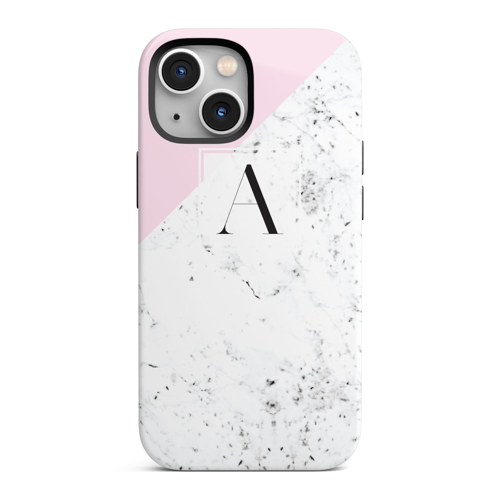 Personalised Monogram Initial Letter Marble iPhone 13 Mini Full Wrap 3D Tough Case