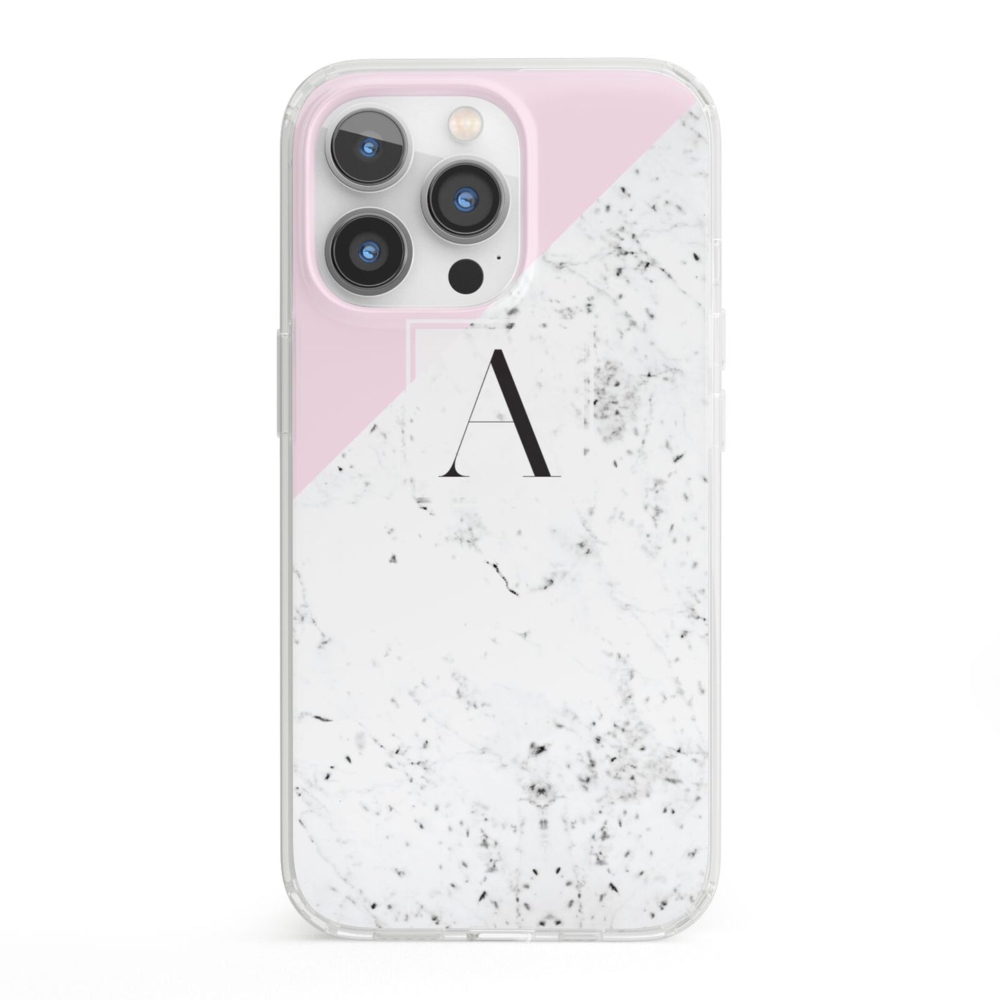 Personalised Monogram Initial Letter Marble iPhone 13 Pro Clear Bumper Case