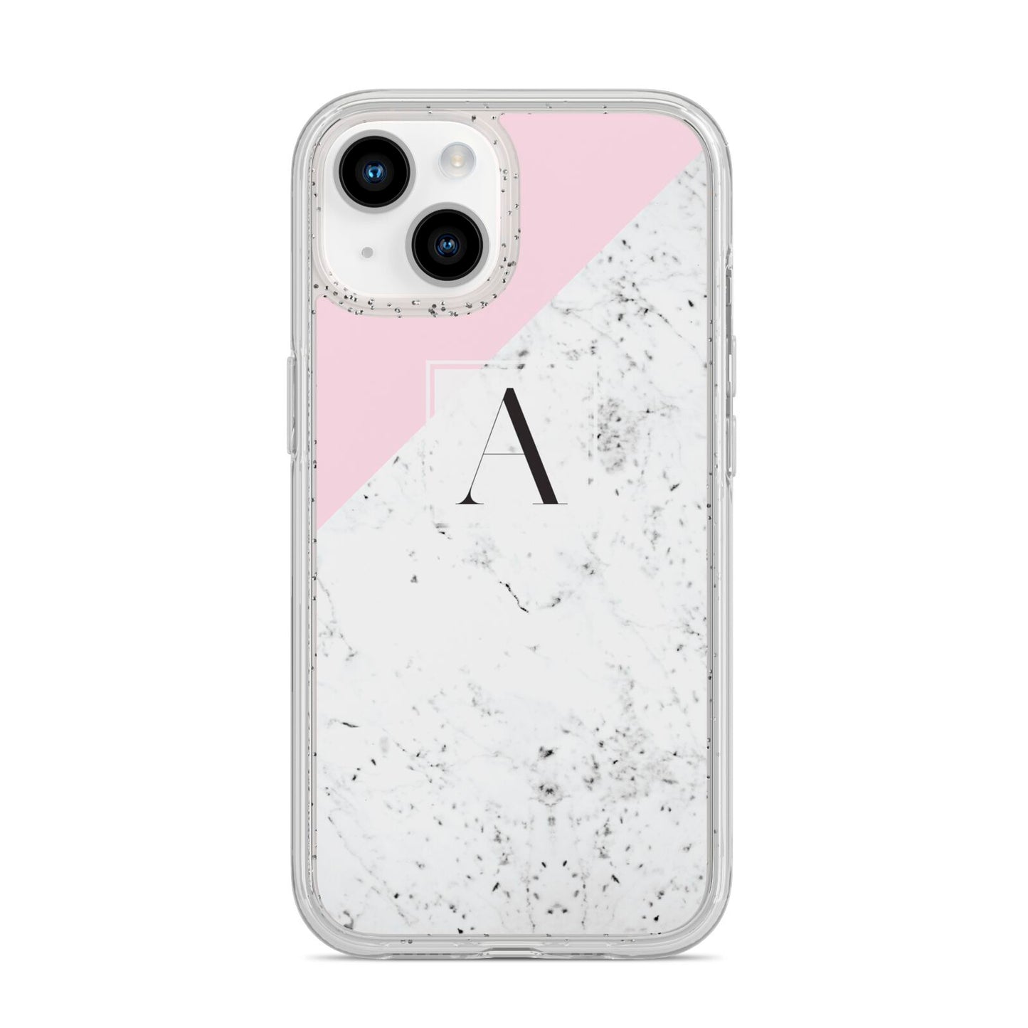 Personalised Monogram Initial Letter Marble iPhone 14 Glitter Tough Case Starlight