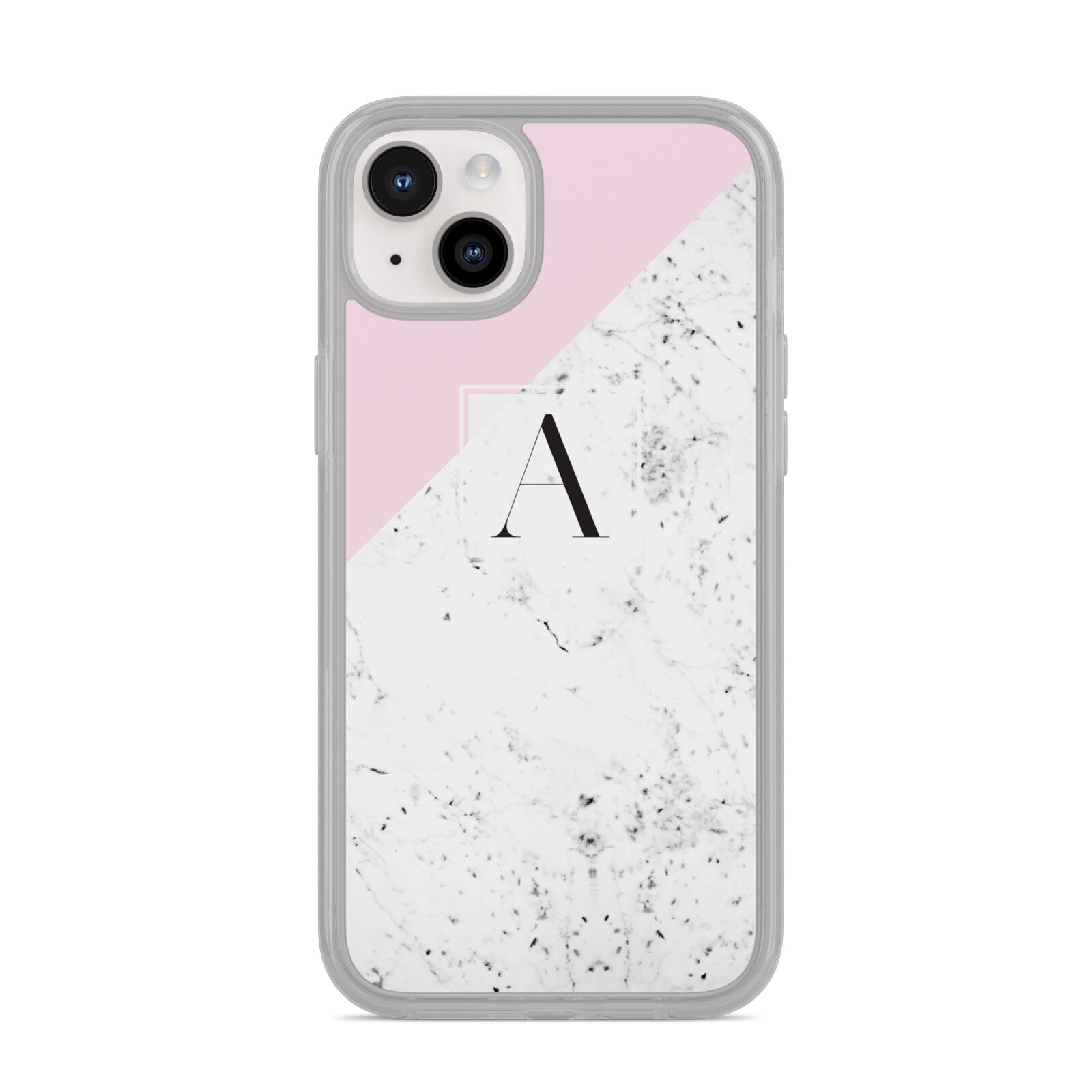 Personalised Monogram Initial Letter Marble iPhone 14 Plus Clear Tough Case Starlight