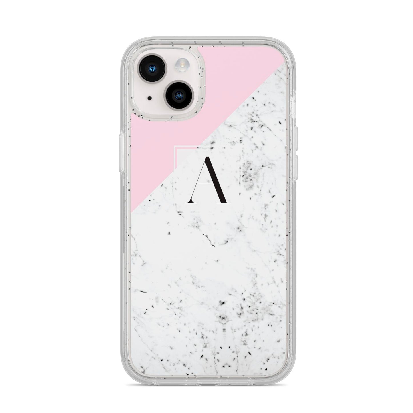 Personalised Monogram Initial Letter Marble iPhone 14 Plus Glitter Tough Case Starlight