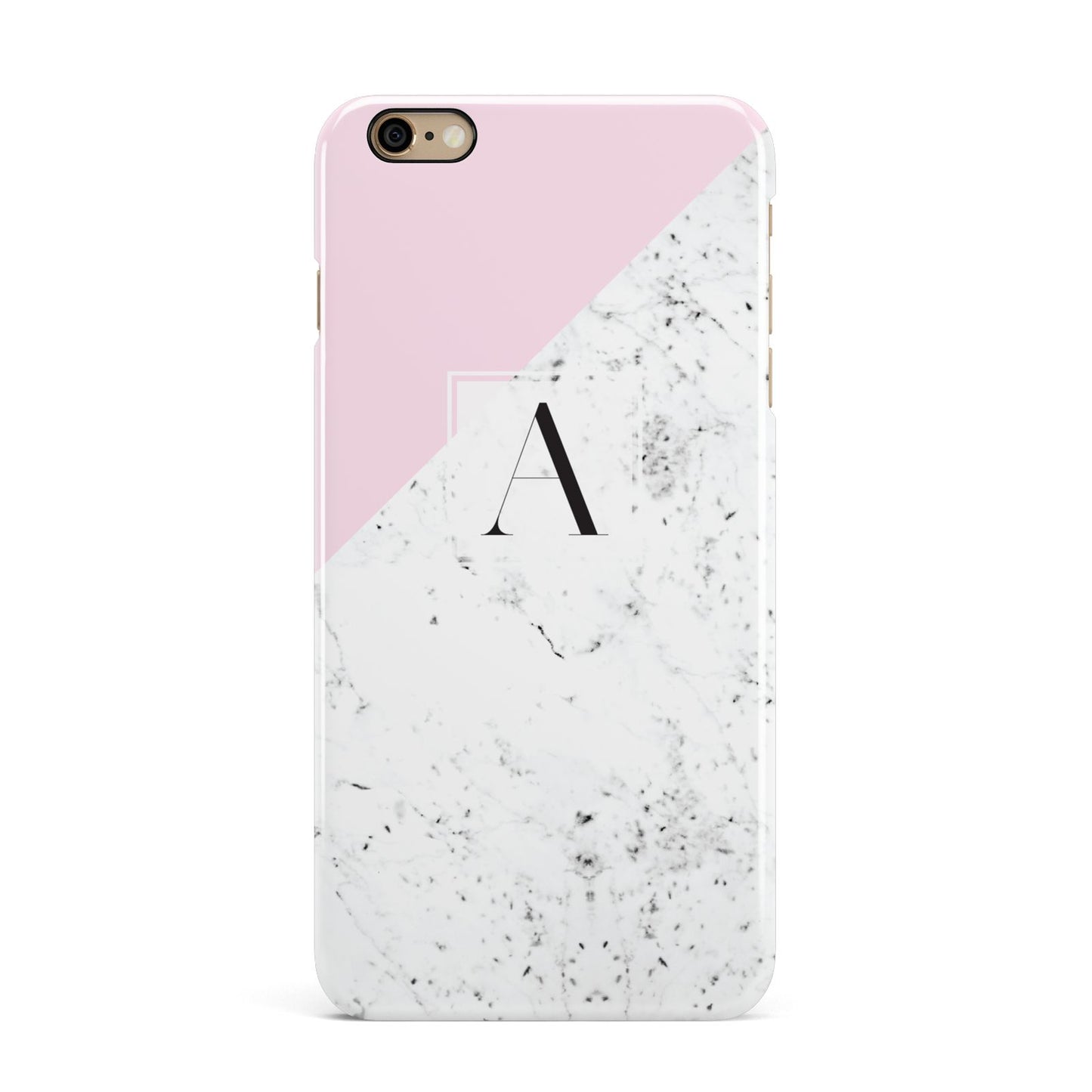 Personalised Monogram Initial Letter Marble iPhone 6 Plus 3D Snap Case on Gold Phone