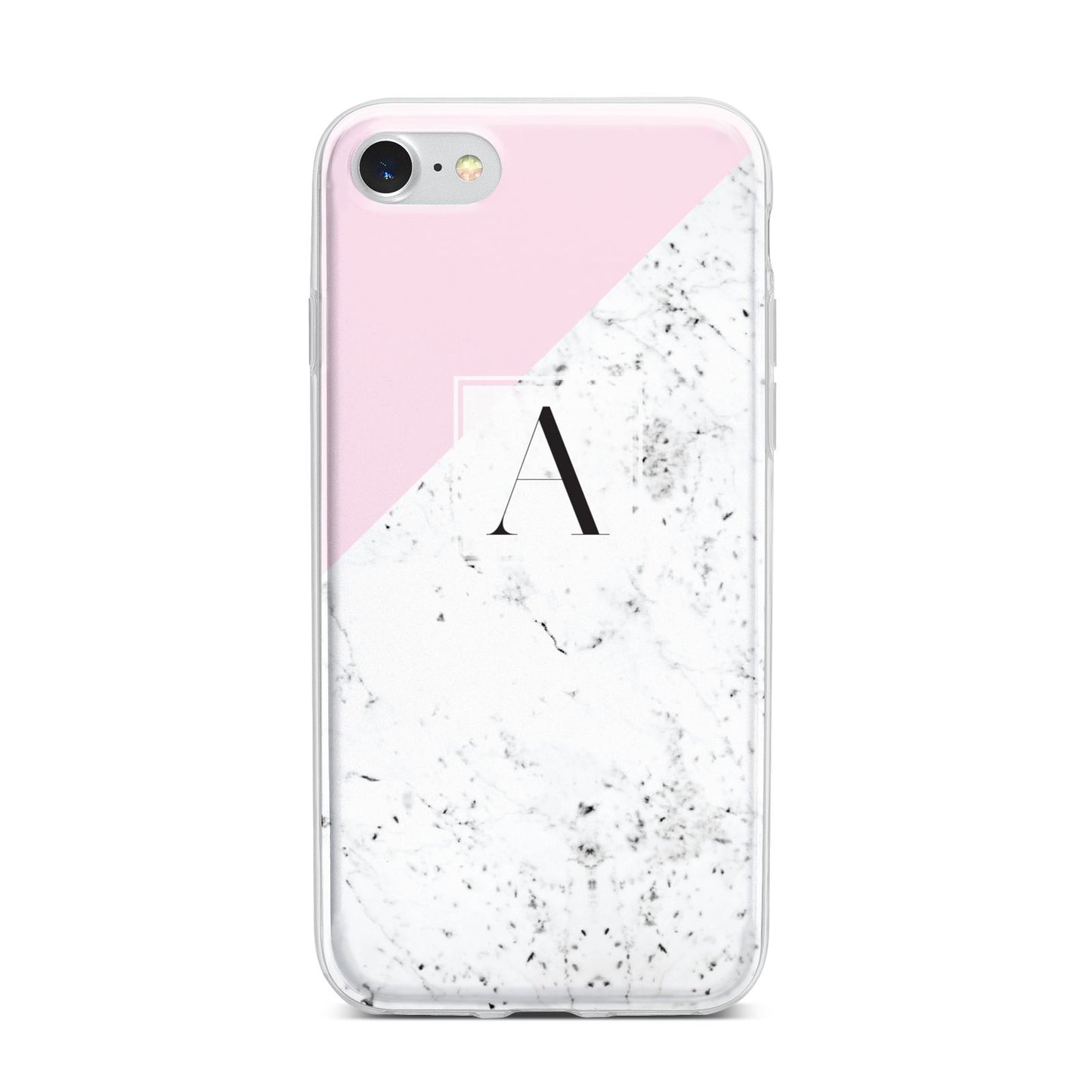 Personalised Monogram Initial Letter Marble iPhone 7 Bumper Case on Silver iPhone