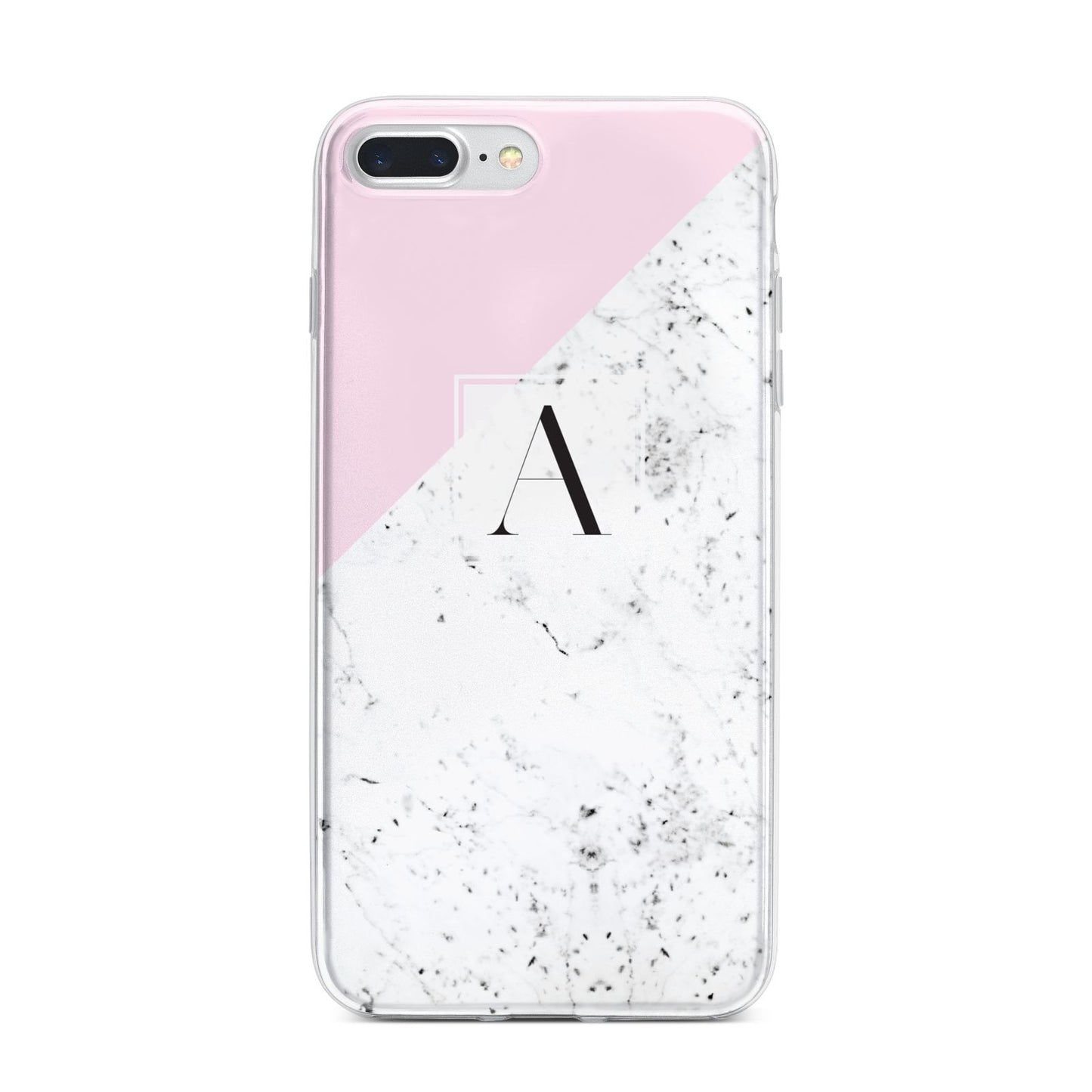 Personalised Monogram Initial Letter Marble iPhone 7 Plus Bumper Case on Silver iPhone