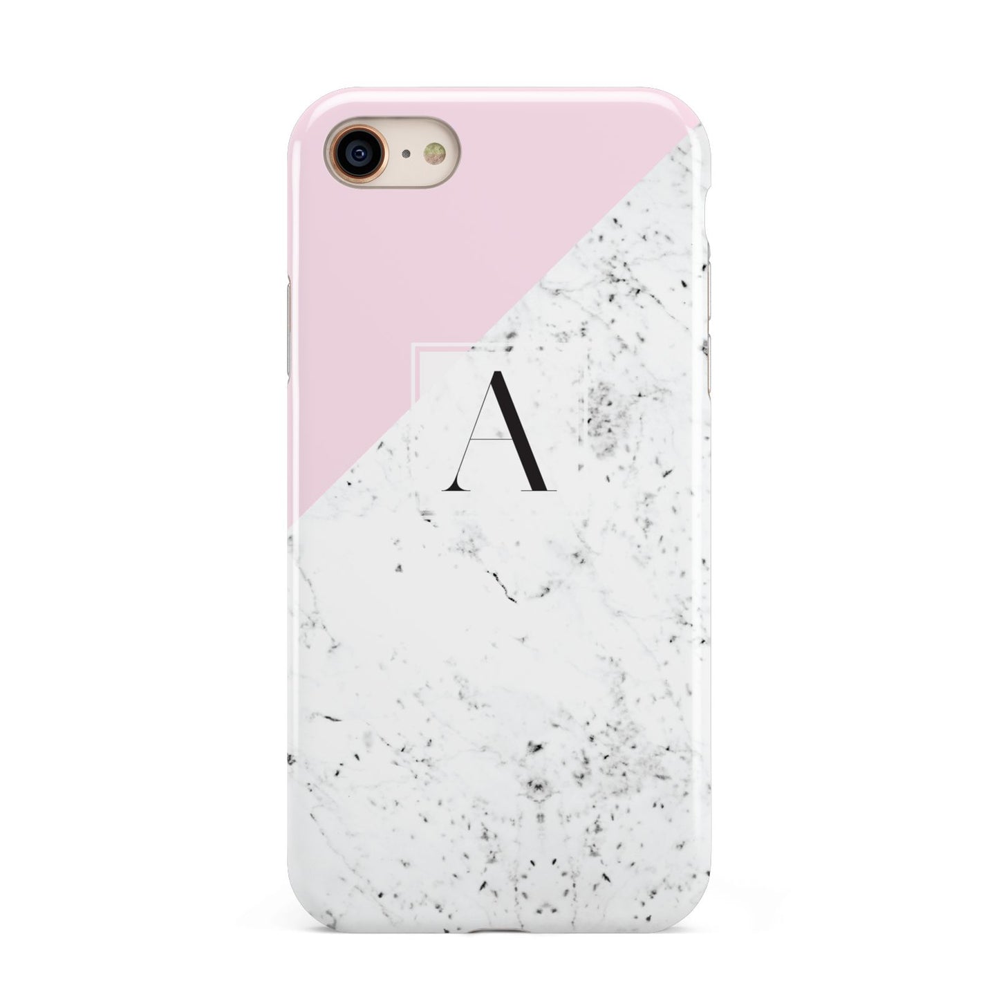 Personalised Monogram Initial Letter Marble iPhone 8 3D Tough Case on Gold Phone