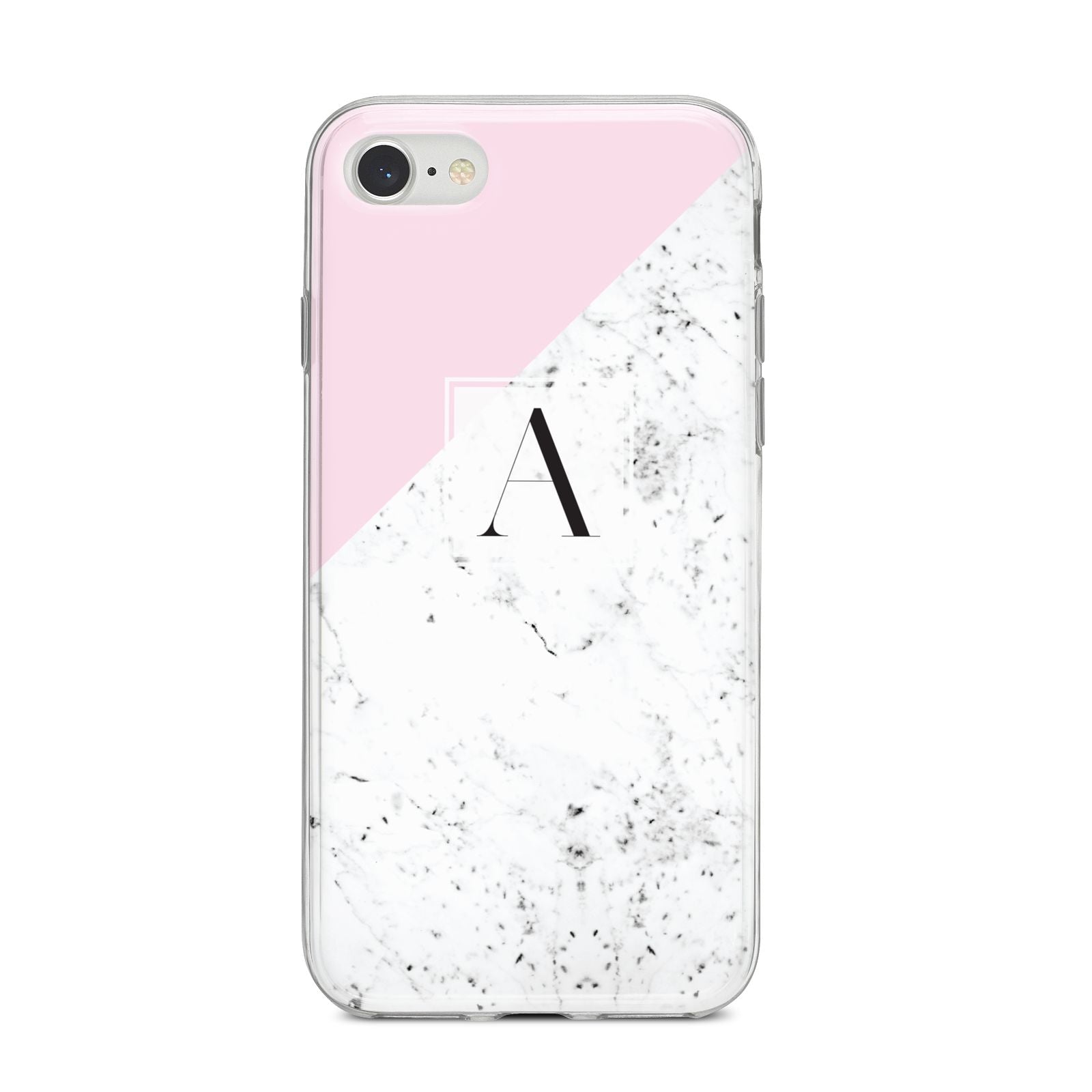 Personalised Monogram Initial Letter Marble iPhone 8 Bumper Case on Silver iPhone