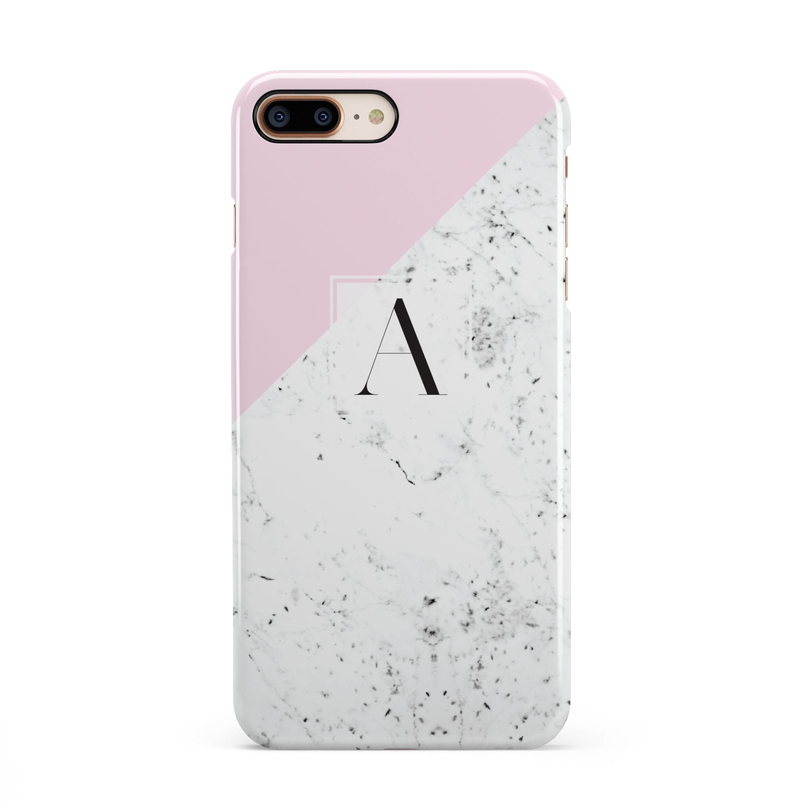 Personalised Monogram Initial Letter Marble iPhone 8 Plus 3D Snap Case on Gold Phone