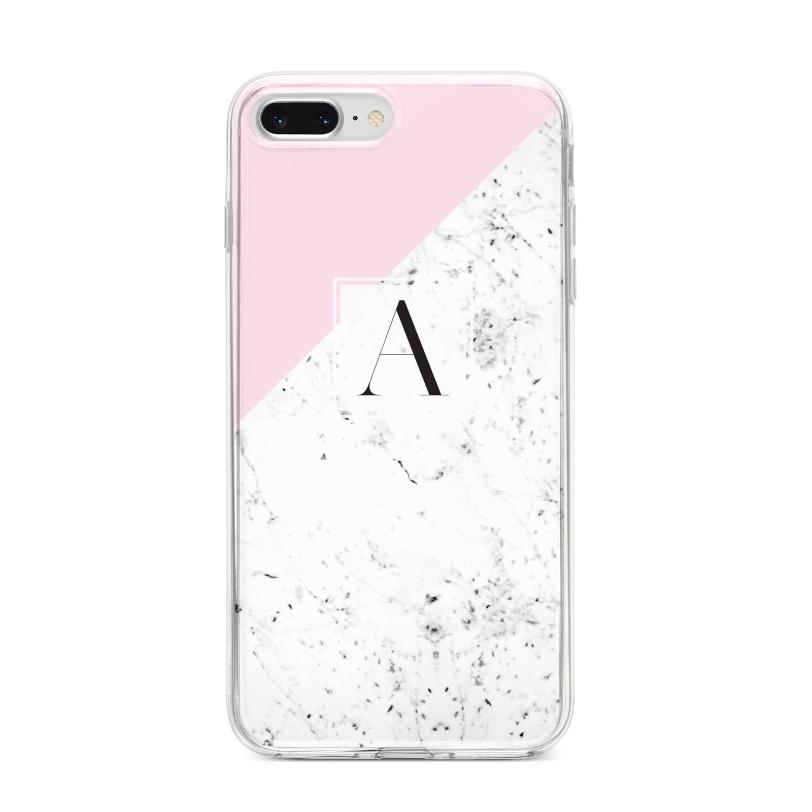 Personalised Monogram Initial Letter Marble iPhone 8 Plus Bumper Case on Silver iPhone