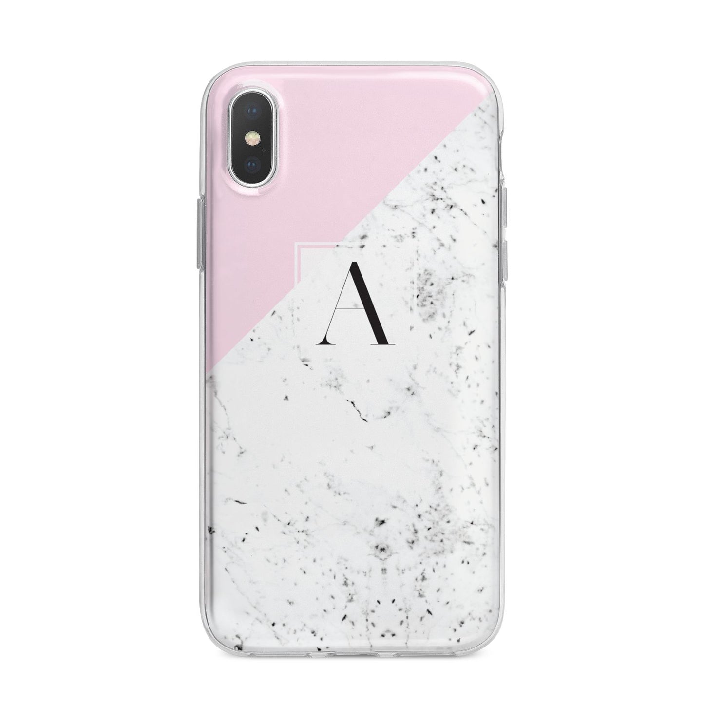 Personalised Monogram Initial Letter Marble iPhone X Bumper Case on Silver iPhone Alternative Image 1