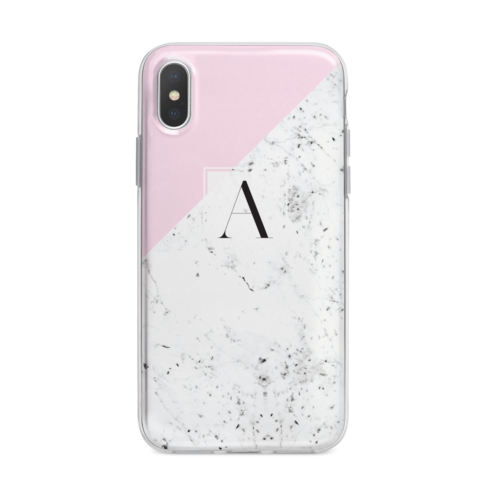 Personalised Monogram Initial Letter Marble iPhone X Bumper Case on Silver iPhone Alternative Image 1