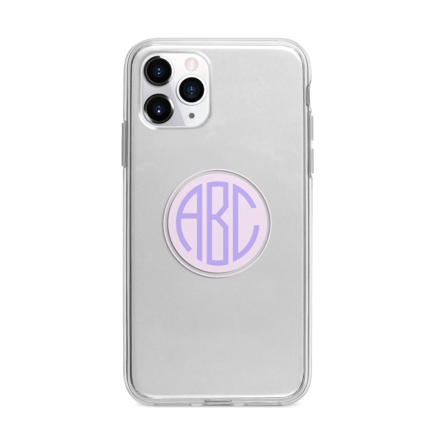 Personalised Monogram Initials Custom Clear Apple iPhone 11 Pro Max in Silver with Bumper Case