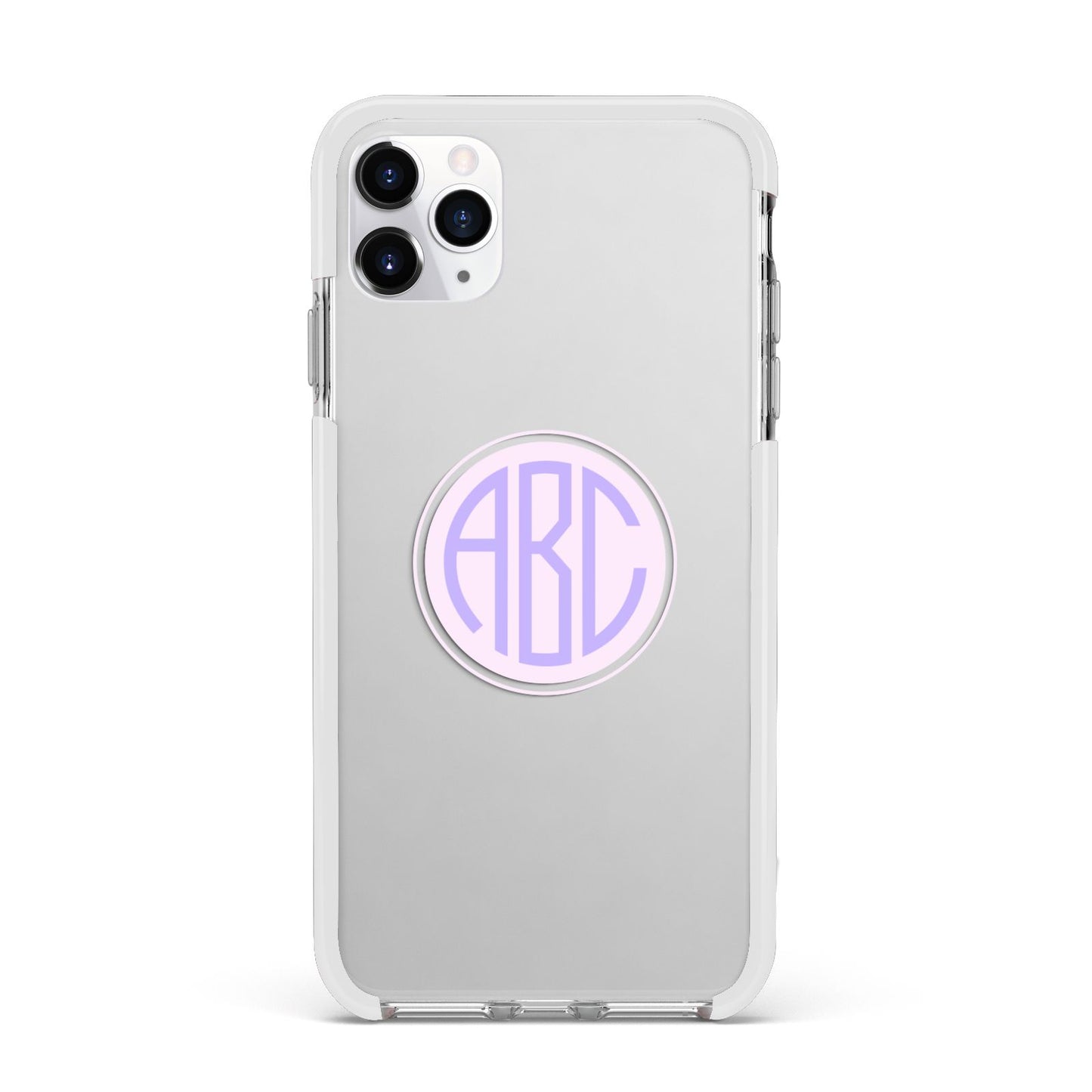 Personalised Monogram Initials Custom Clear Apple iPhone 11 Pro Max in Silver with White Impact Case