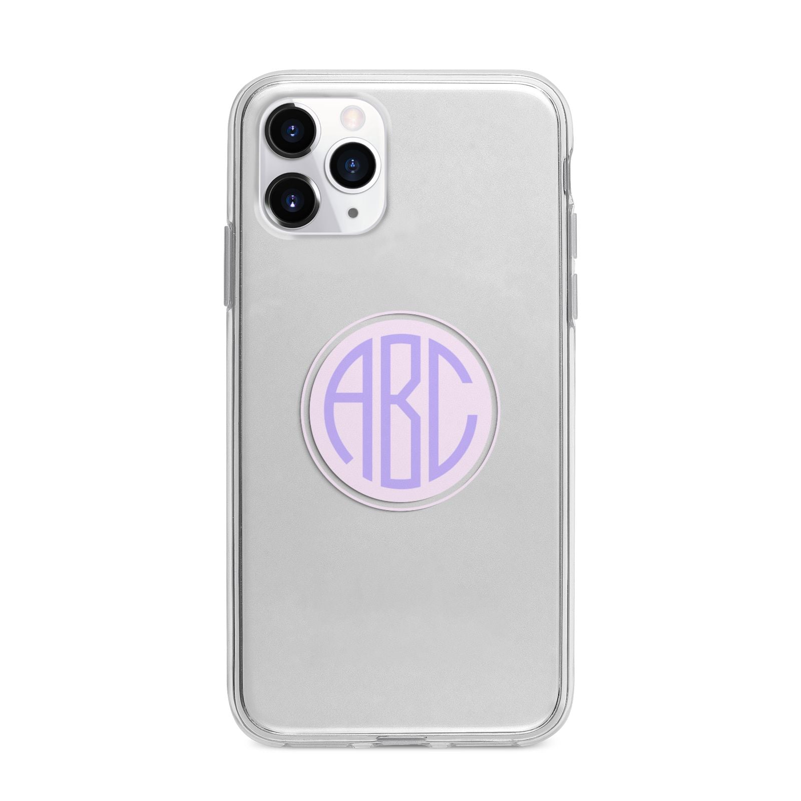 Personalised Monogram Initials Custom Clear Apple iPhone 11 Pro in Silver with Bumper Case