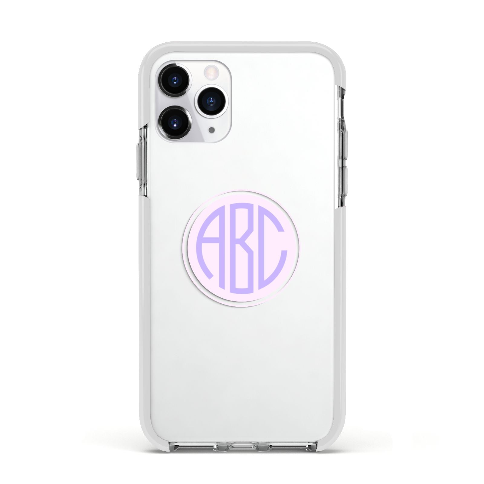 Personalised Monogram Initials Custom Clear Apple iPhone 11 Pro in Silver with White Impact Case