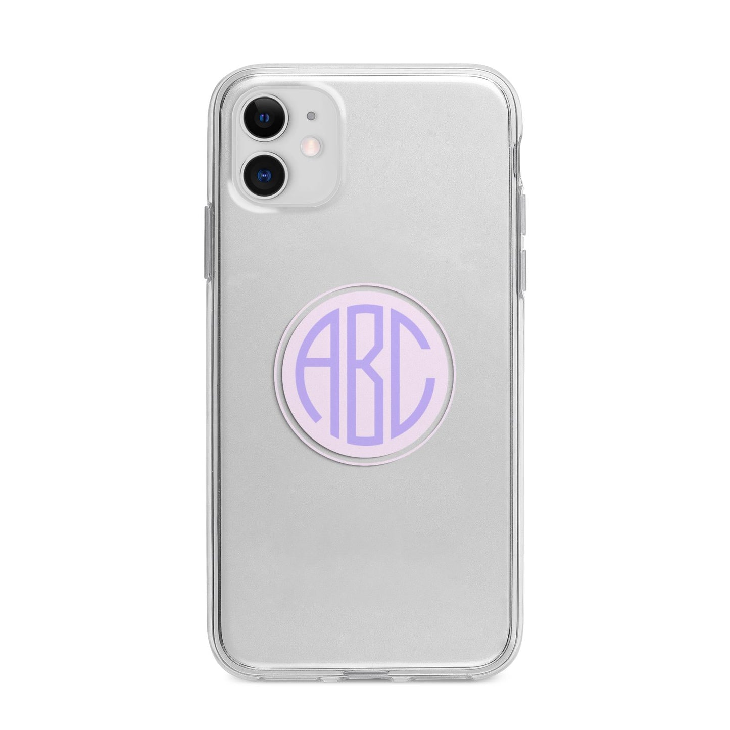 Personalised Monogram Initials Custom Clear Apple iPhone 11 in White with Bumper Case