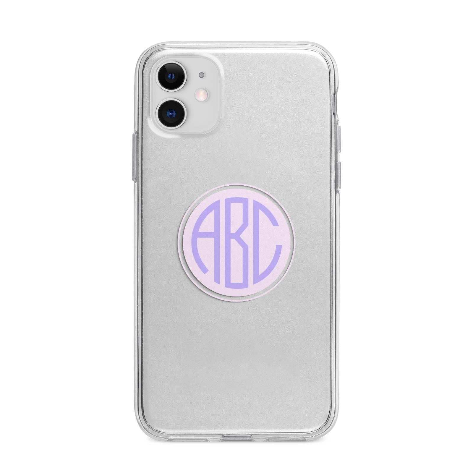 Personalised Monogram Initials Custom Clear Apple iPhone 11 in White with Bumper Case