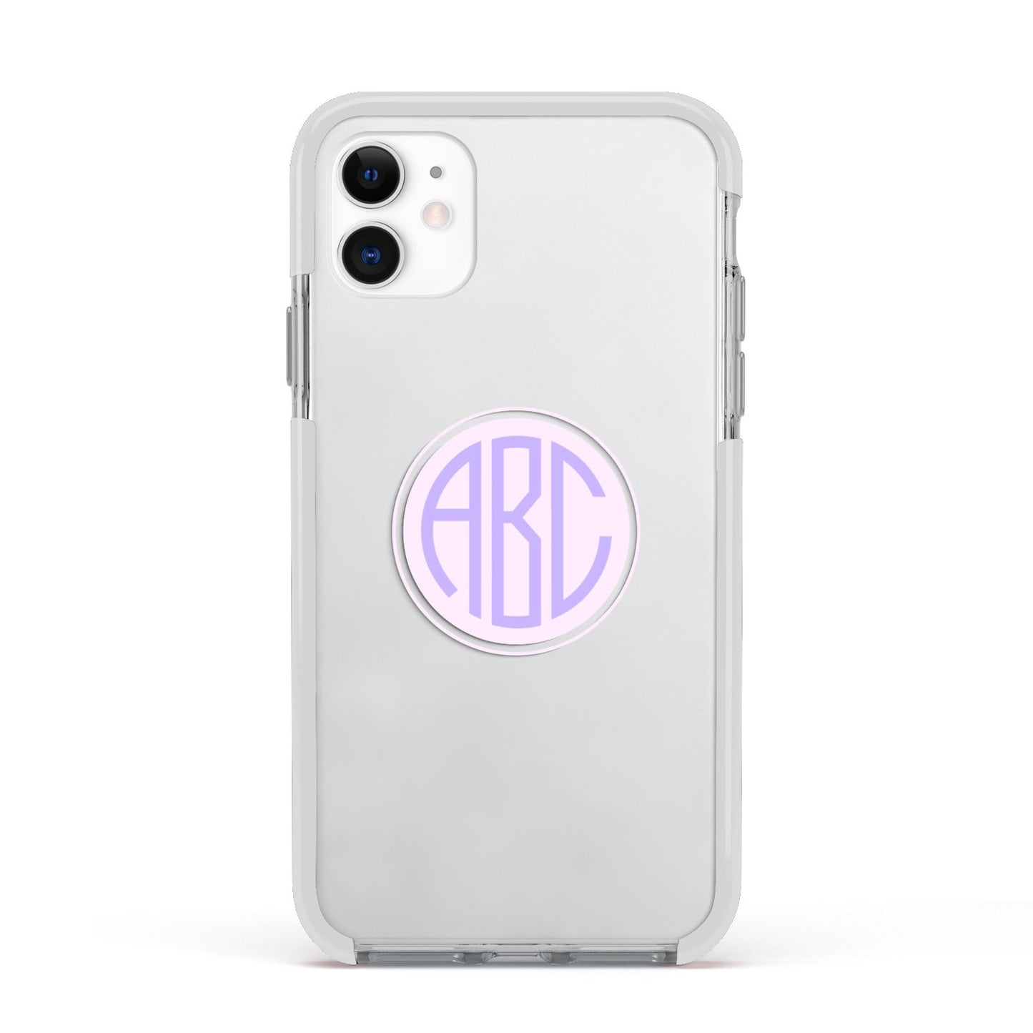 Personalised Monogram Initials Custom Clear Apple iPhone 11 in White with White Impact Case