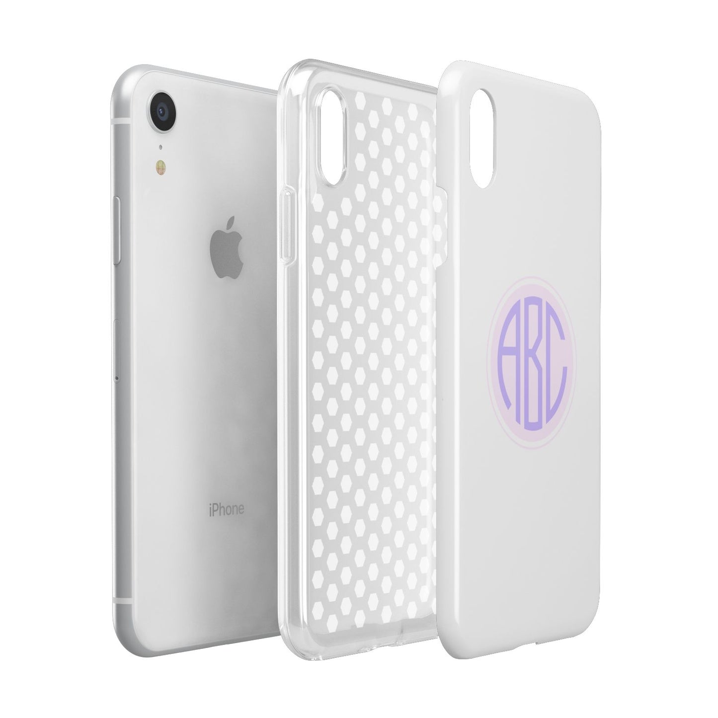 Personalised Monogram Initials Custom Clear Apple iPhone XR White 3D Tough Case Expanded view