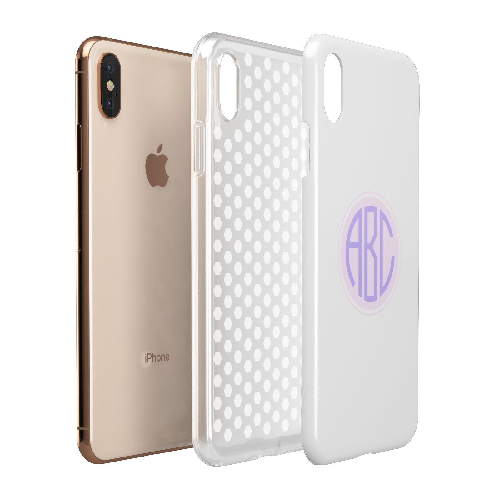 Personalised Monogram Initials Custom Clear Apple iPhone Xs Max 3D Tough Case Expanded View