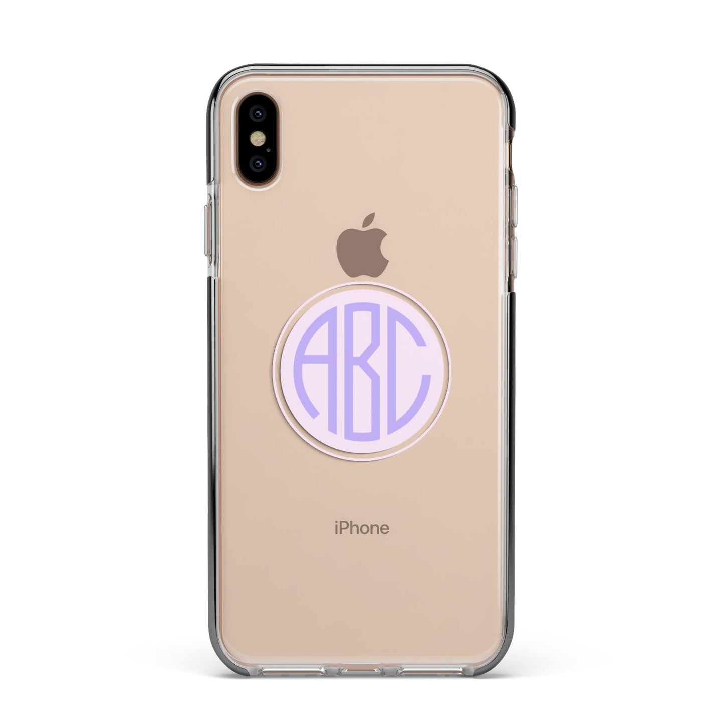 Personalised Monogram Initials Custom Clear Apple iPhone Xs Max Impact Case Black Edge on Gold Phone