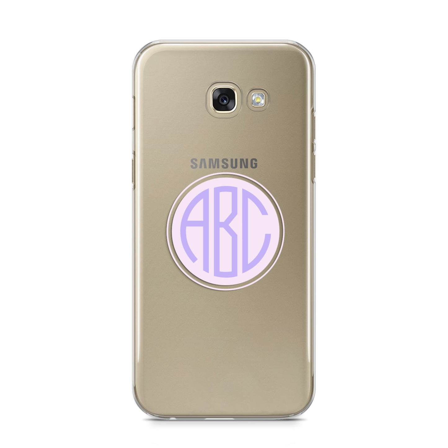 Personalised Monogram Initials Custom Clear Samsung Galaxy A5 2017 Case on gold phone