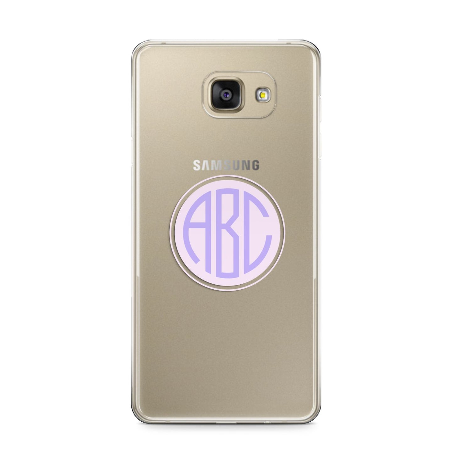 Personalised Monogram Initials Custom Clear Samsung Galaxy A9 2016 Case on gold phone