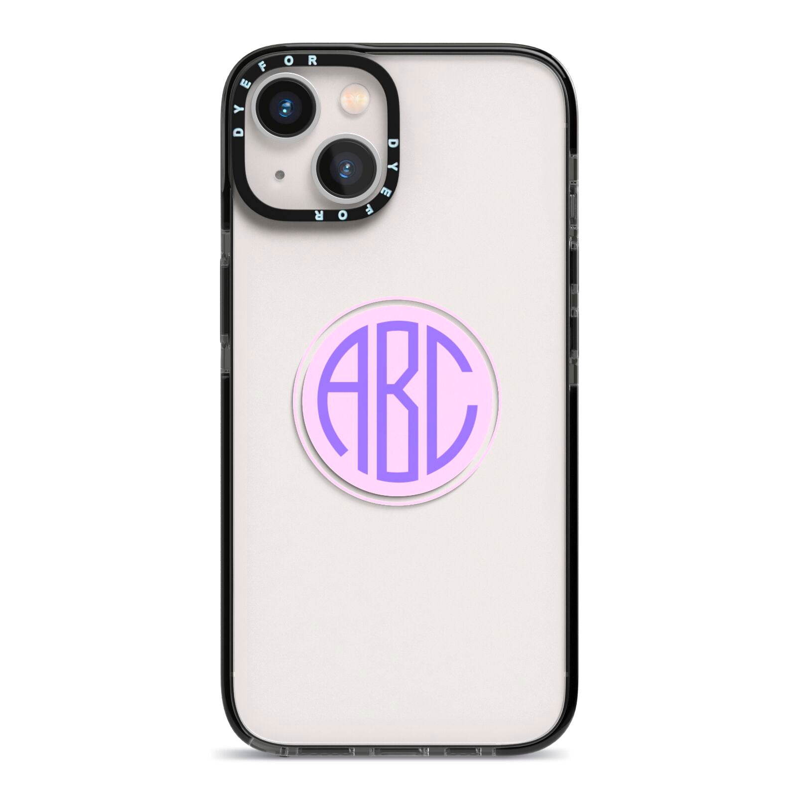 Personalised Monogram Initials Custom Clear iPhone 13 Black Impact Case on Silver phone