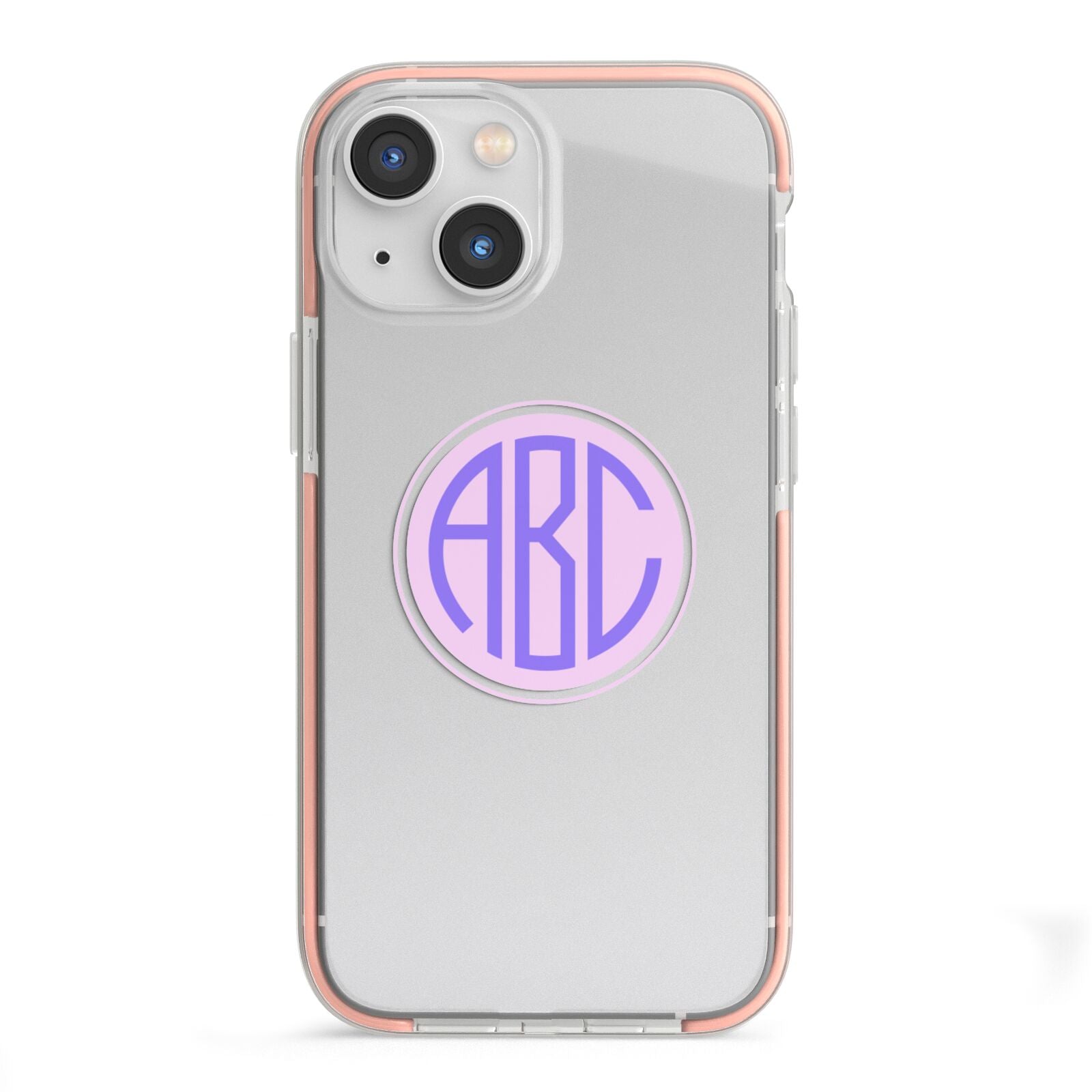 Personalised Monogram Initials Custom Clear iPhone 13 Mini TPU Impact Case with Pink Edges