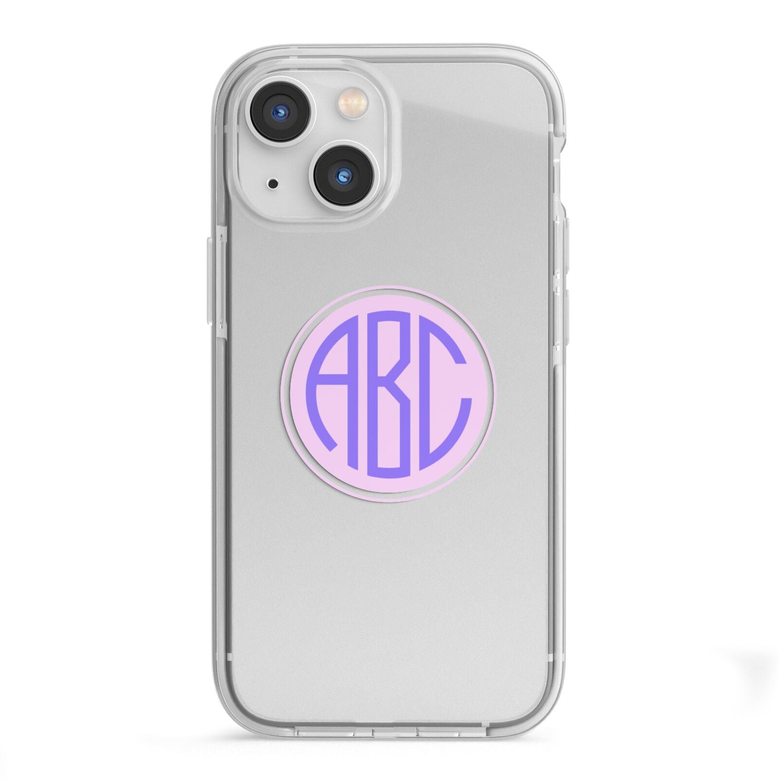 Personalised Monogram Initials Custom Clear iPhone 13 Mini TPU Impact Case with White Edges