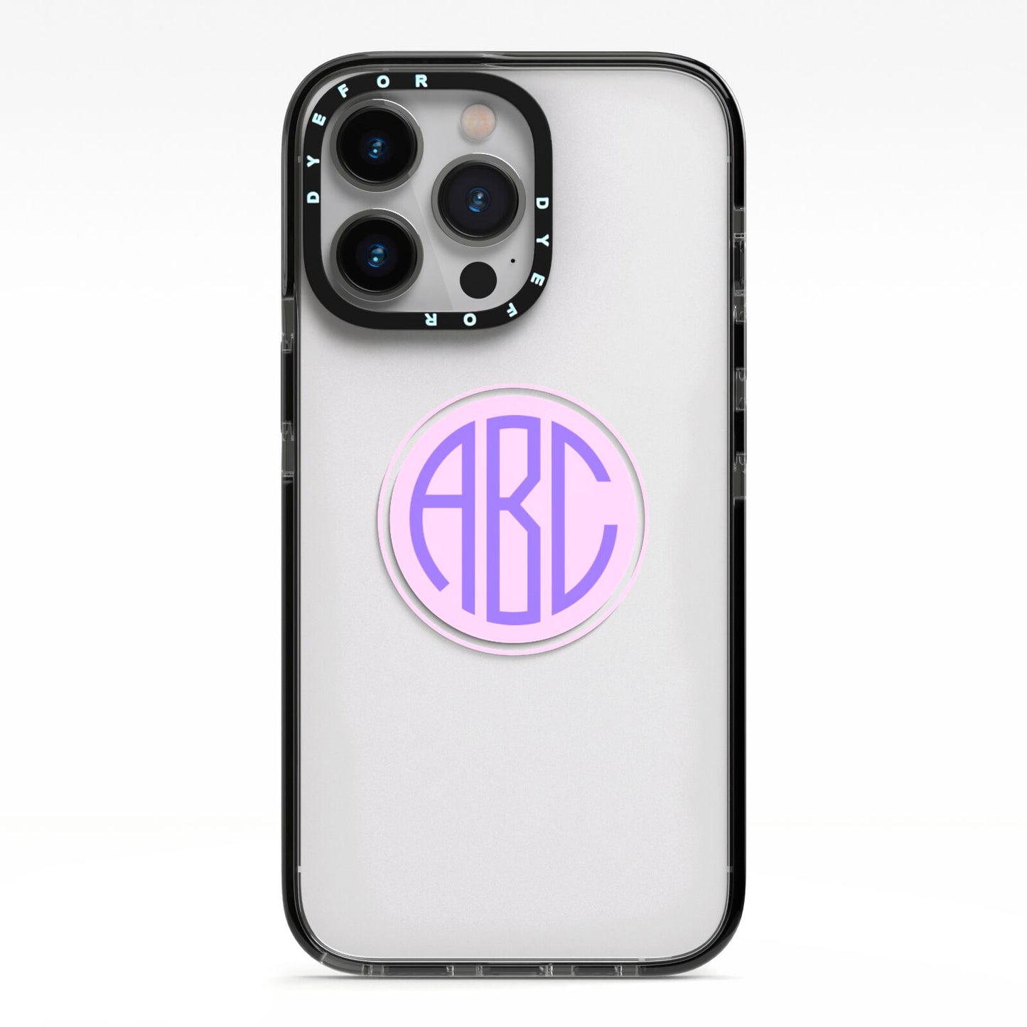 Personalised Monogram Initials Custom Clear iPhone 13 Pro Black Impact Case on Silver phone