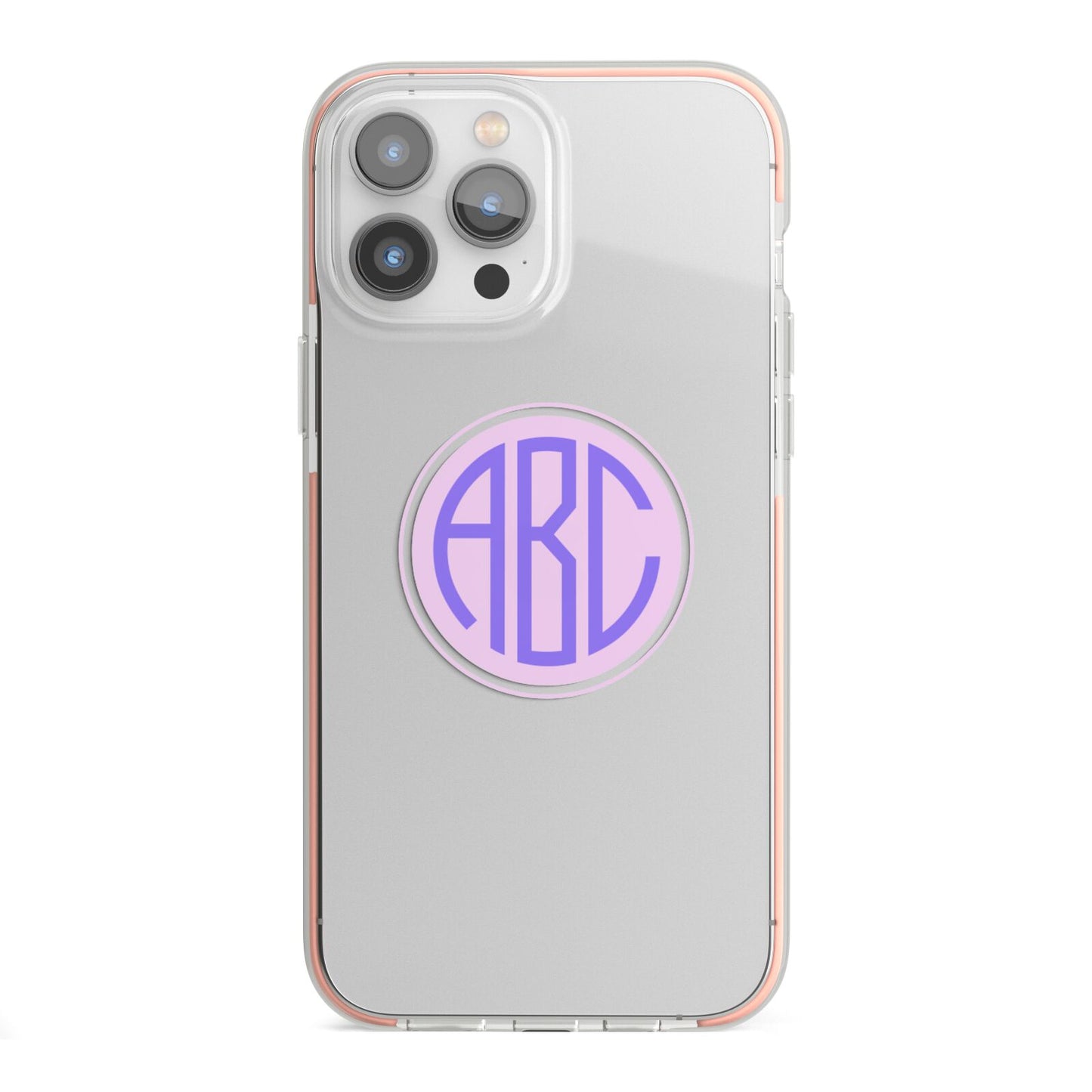 Personalised Monogram Initials Custom Clear iPhone 13 Pro Max TPU Impact Case with Pink Edges