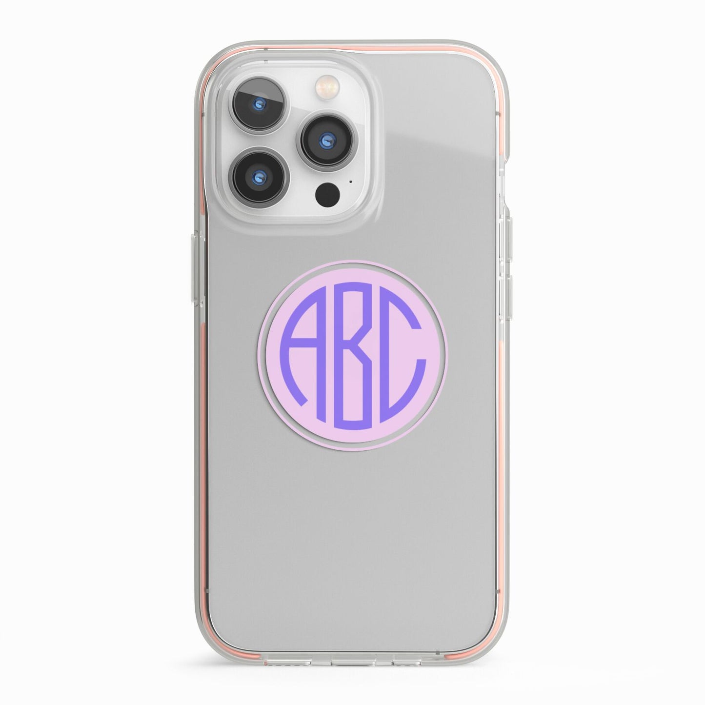 Personalised Monogram Initials Custom Clear iPhone 13 Pro TPU Impact Case with Pink Edges