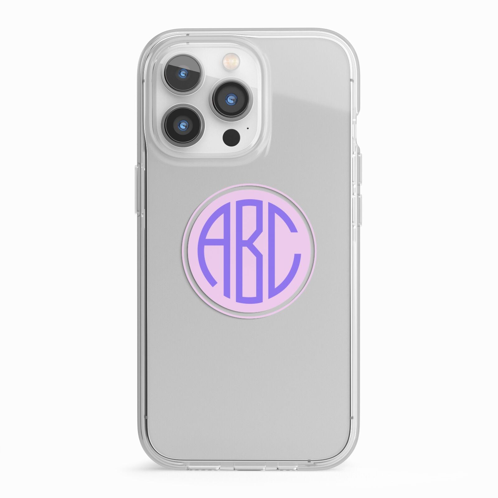 Personalised Monogram Initials Custom Clear iPhone 13 Pro TPU Impact Case with White Edges