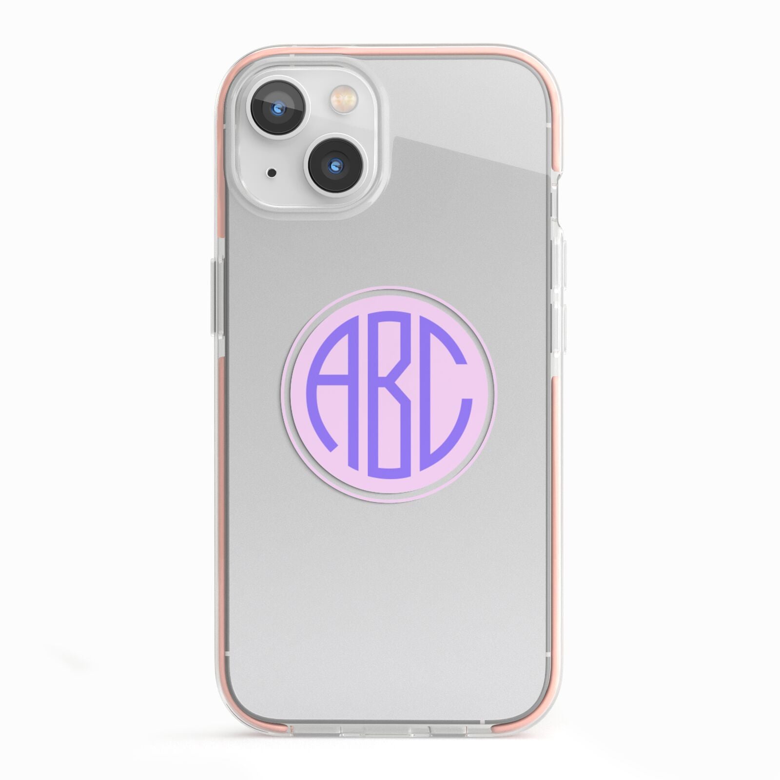 Personalised Monogram Initials Custom Clear iPhone 13 TPU Impact Case with Pink Edges