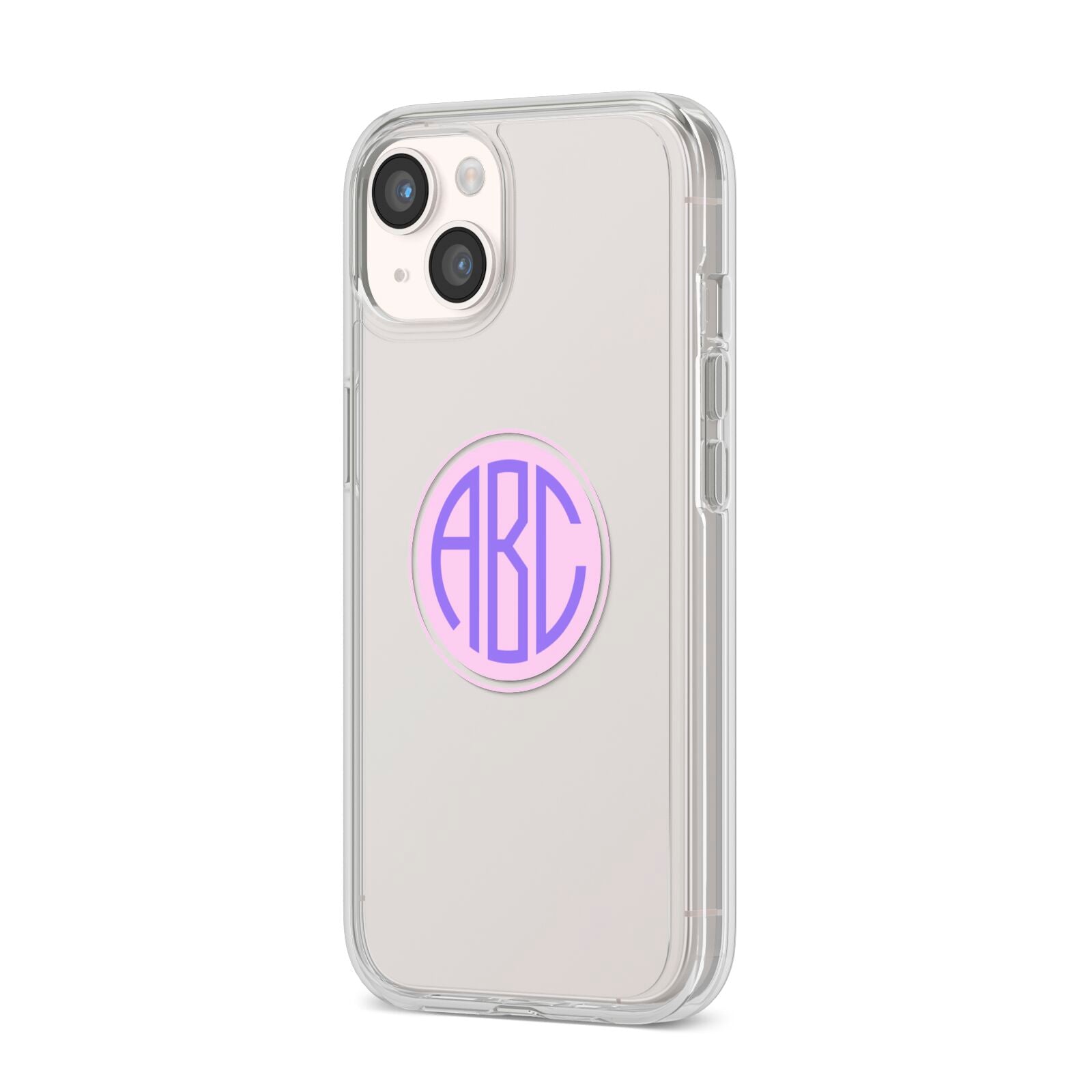 Personalised Monogram Initials Custom Clear iPhone 14 Clear Tough Case Starlight Angled Image