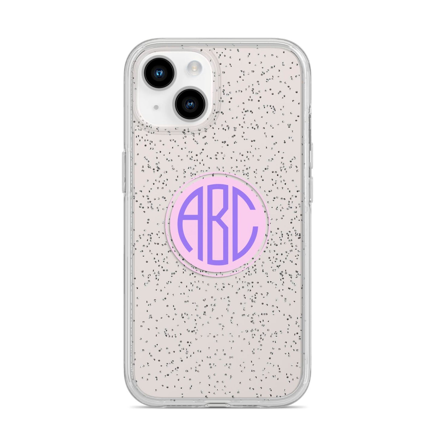 Personalised Monogram Initials Custom Clear iPhone 14 Glitter Tough Case Starlight