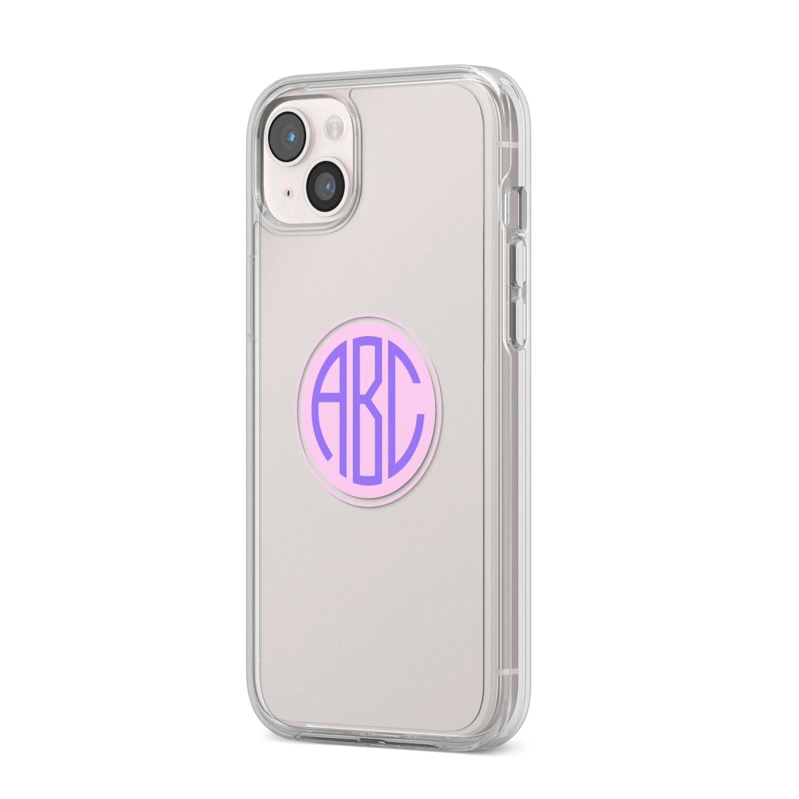 Personalised Monogram Initials Custom Clear iPhone 14 Plus Clear Tough Case Starlight Angled Image