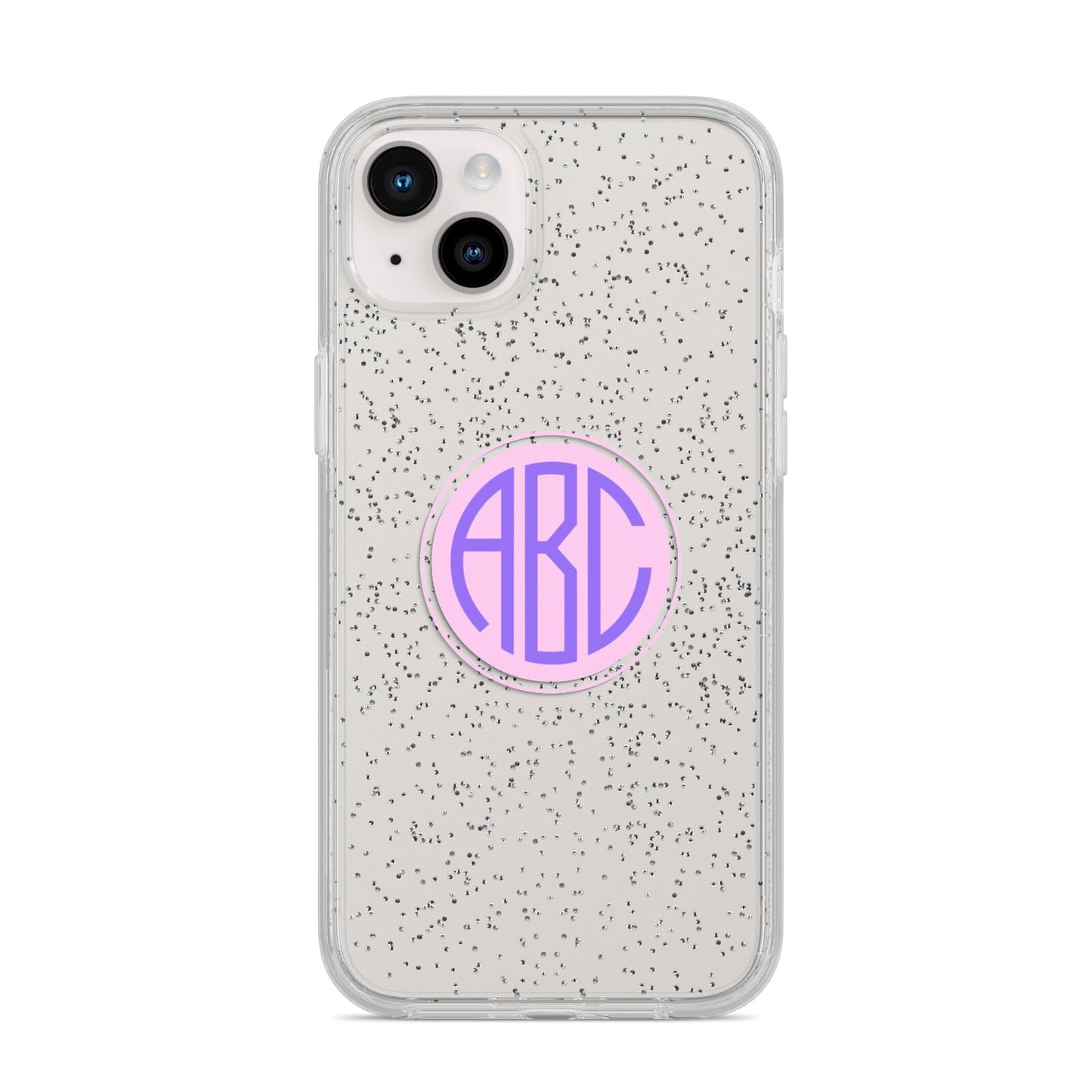 Personalised Monogram Initials Custom Clear iPhone 14 Plus Glitter Tough Case Starlight