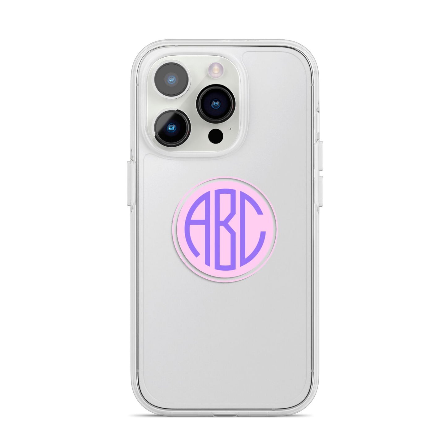 Personalised Monogram Initials Custom Clear iPhone 14 Pro Clear Tough Case Silver