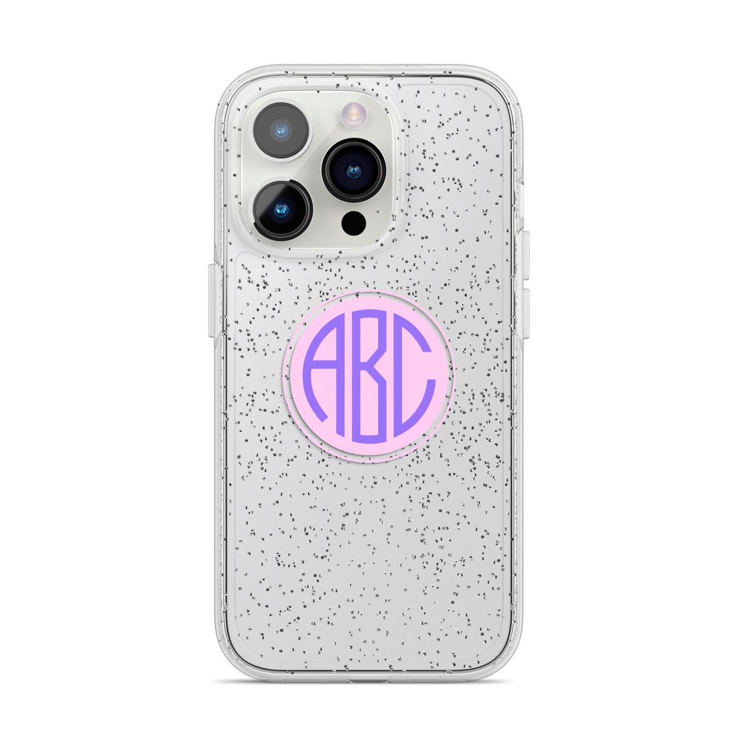 Personalised Monogram Initials Custom Clear iPhone 14 Pro Glitter Tough Case Silver