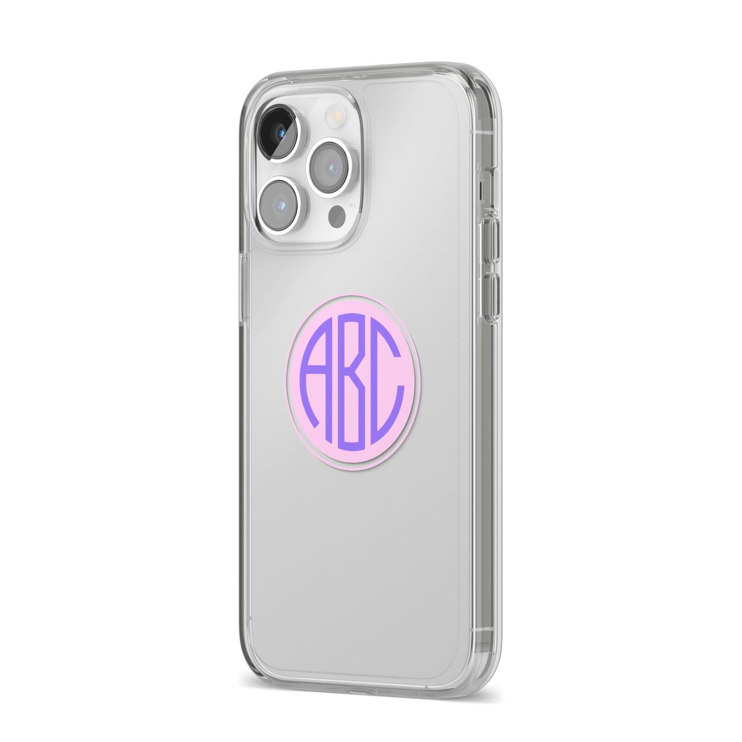 Personalised Monogram Initials Custom Clear iPhone 14 Pro Max Clear Tough Case Silver Angled Image